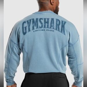 Gymshark Light Washed Blue Heritage Lifting Club Sweatshirt Men Size Large NWT